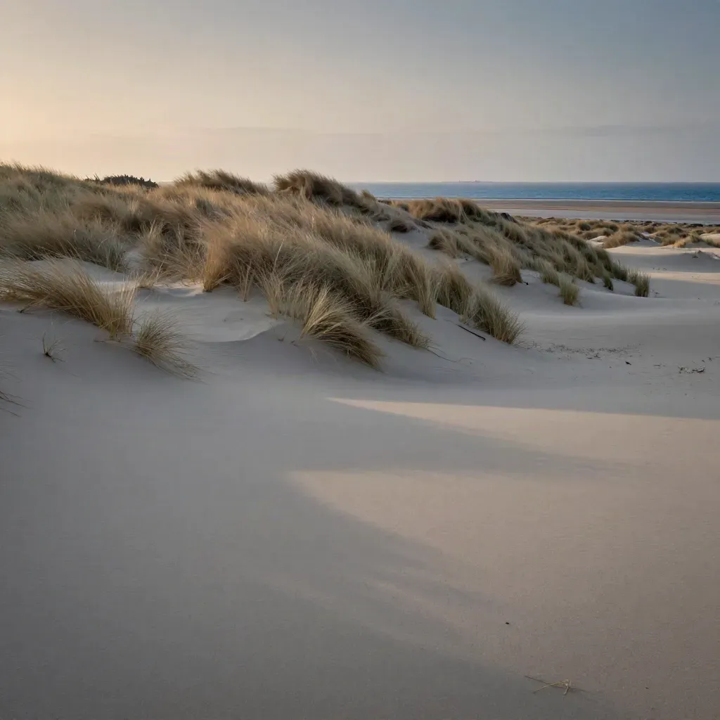 Duinlandschap in Kennemerland met verre havenlijn en warm licht